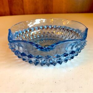 Vintage Indiana Glass Regal Blue Diamond Point Sauce Dish Trinket Dish